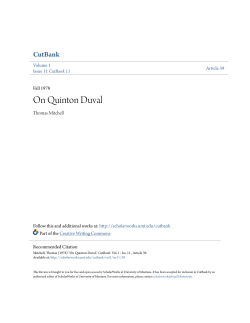 On Quinton Duval - ScholarWorks @ UMT