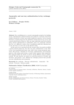 Anonymity and one-way authentication in key exchange protocols