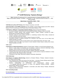 2nd UniGR Workshop &ldquo;Systems Biology&rdquo;