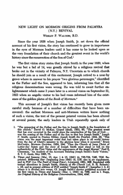 NEW LIGHT ON MORMON ORIGINS FROM PALMYRA