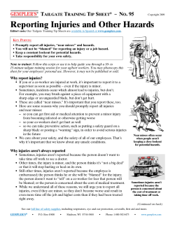 Reporting Injuries and Other Hazards
