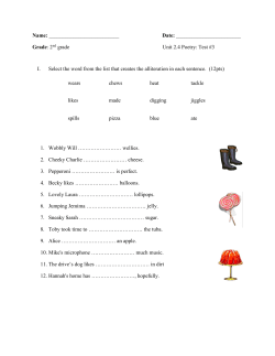 Grade: 2nd grade Unit 2.4 Poetry: Test #3 I. Select the