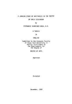 A JUNGIAN STUDY OF ANTITHESIS IN THE POETRY OF EMILY