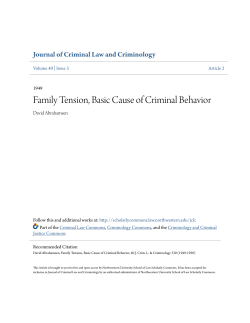 Family Tension, Basic Cause of Criminal Behavior
