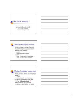 Descriptive Headings Effective Headings&ndash;rationale Effective