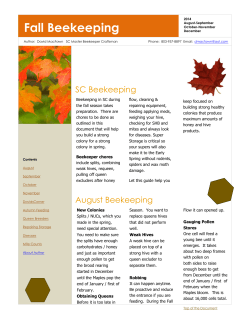 Fall Beekeeping - South Carolina Beekeepers Association