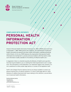 Compliance with Ontario`s Personal Health Information