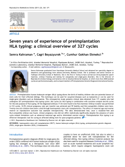 Seven years of experience of preimplantation HLA typing: a clinical
