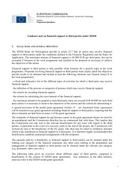 EUROPEAN COMMISSION Guidance note on