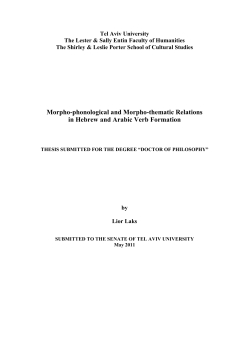 Morpho-phonological and Morpho-thematic Relations - Outi Bat-El