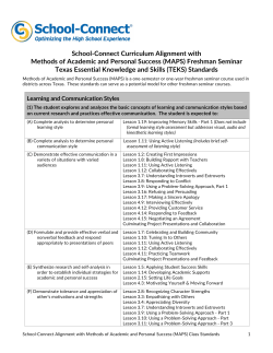 School-Connect Alignment with Freshman Seminar Standards