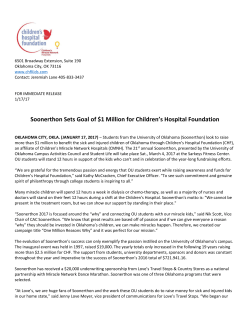 soonerthon $1 million goal - Childrens Hospital Foundation