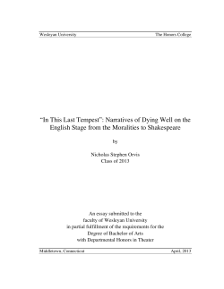 "In This Last Tempest": Narratives of Dying Well on the
