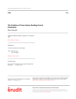 The Problem of Trans-lation: Reading French Feminisms
