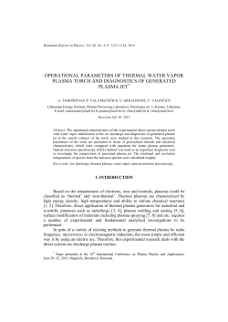 OPERATIONAL PARAMETERS OF THERMAL WATER VAPOR