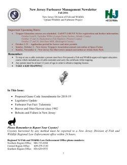 New Jersey Furbearer Management Newsletter, Fall 2016