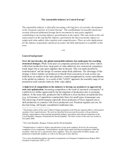 The Automobile Industry In Central Europe1