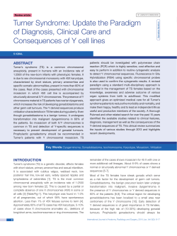 Turner Syndrome: Update the Paradigm of Diagnosis, Clinical Care