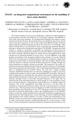 MAGIC: an integrated computational environment for the modelling