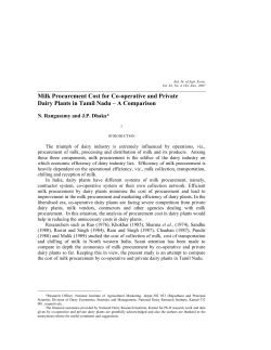 Milk Procurement Cost for Co-operative and Private Dairy Plants in