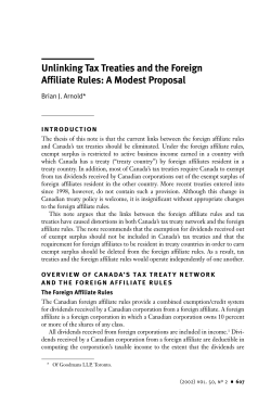 Unlinking Tax Treaties and the Foreign Affiliate Rules: A Modest