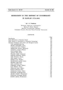highlights in the history of entomology in hawaii 1778-1963