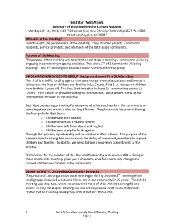 # Best Start West Athens Summary of Visioning Meeting 2: Asset