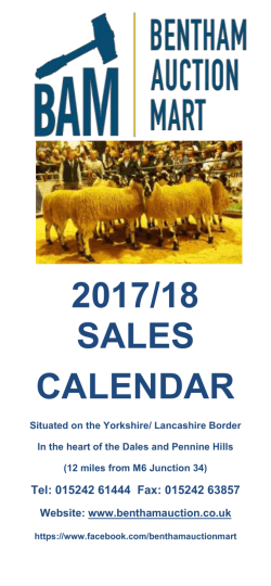2016 /17 sales calendar