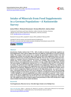 Intake of Minerals from Food Supplements in a German Population
