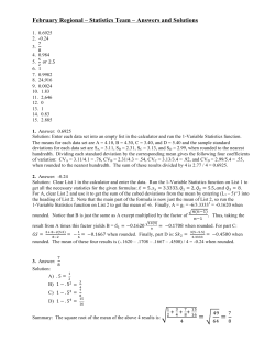 Page 1 February Regional &ndash; Statistics Team &ndash; Answers and