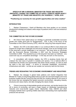 Minister (Industry) S Iswaran`s Speech