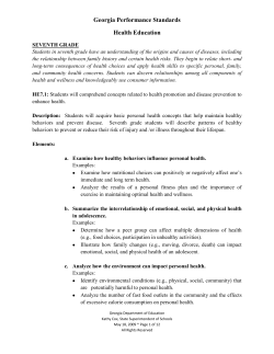 Georgia Performance Standards Health Education