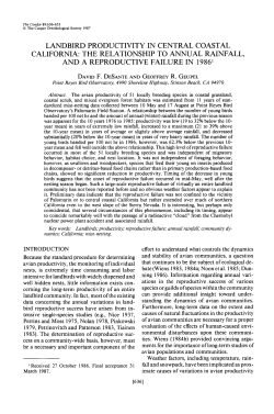 Landbird Productivity in Central Coastal California: The Relationship