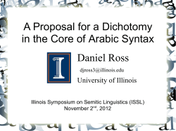 A proposal for a dichotomy in the core of Arabic syntax