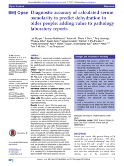 Diagnostic accuracy of calculated serum osmolarity to