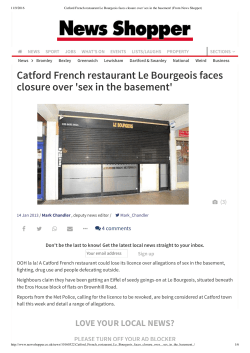 Catford French restaurant Le Bourgeois faces closure over `sex in