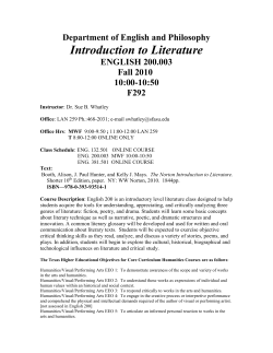 Department of English and Philosophy Introduction to Literature