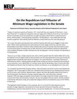 On the Republican-Led Filibuster of Minimum Wage