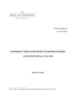 nonprofit versus for-profit entrepreneurship: an institutional analysis