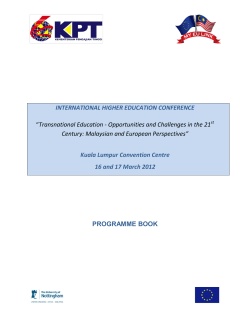 Conference Programme - University of Nottingham Malaysia