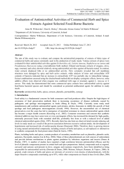 Evaluation of Antimicrobial Activities of Commercial Herb and Spice