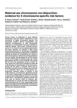 Maternal sex chromosome non-disjunction