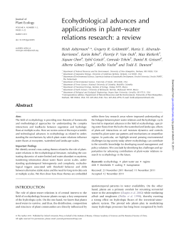 Ecohydrological advances and applications in plant&ndash;water relations