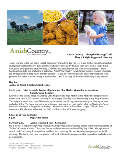 Amish Country along the Heritage Trail 5 Day / 4 Night Suggested