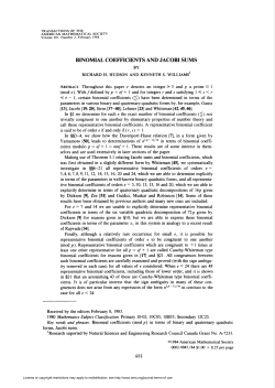 binomial coefficients and jacobi sums