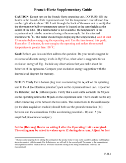 Franck-Hertz Supplementary Guide