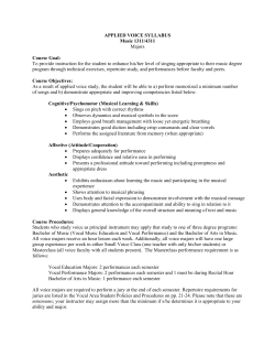 APPLIED VOICE SYLLABUS - University of Minnesota Duluth