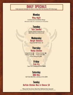 daily specials - Harry Buffalo