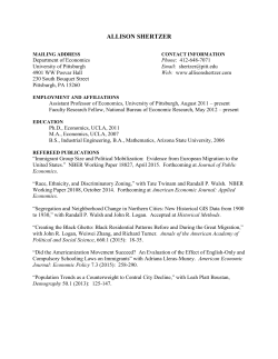 allison shertzer - Department of Economics | | University of Pittsburgh