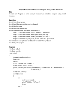 4. Simple Menu Driven Calculator Program Using Switch Statement
